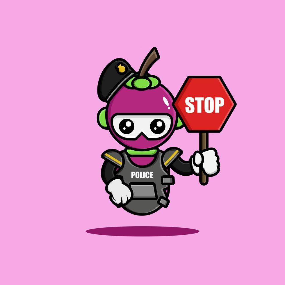 de mangosteenrobot in politie-uniform vector