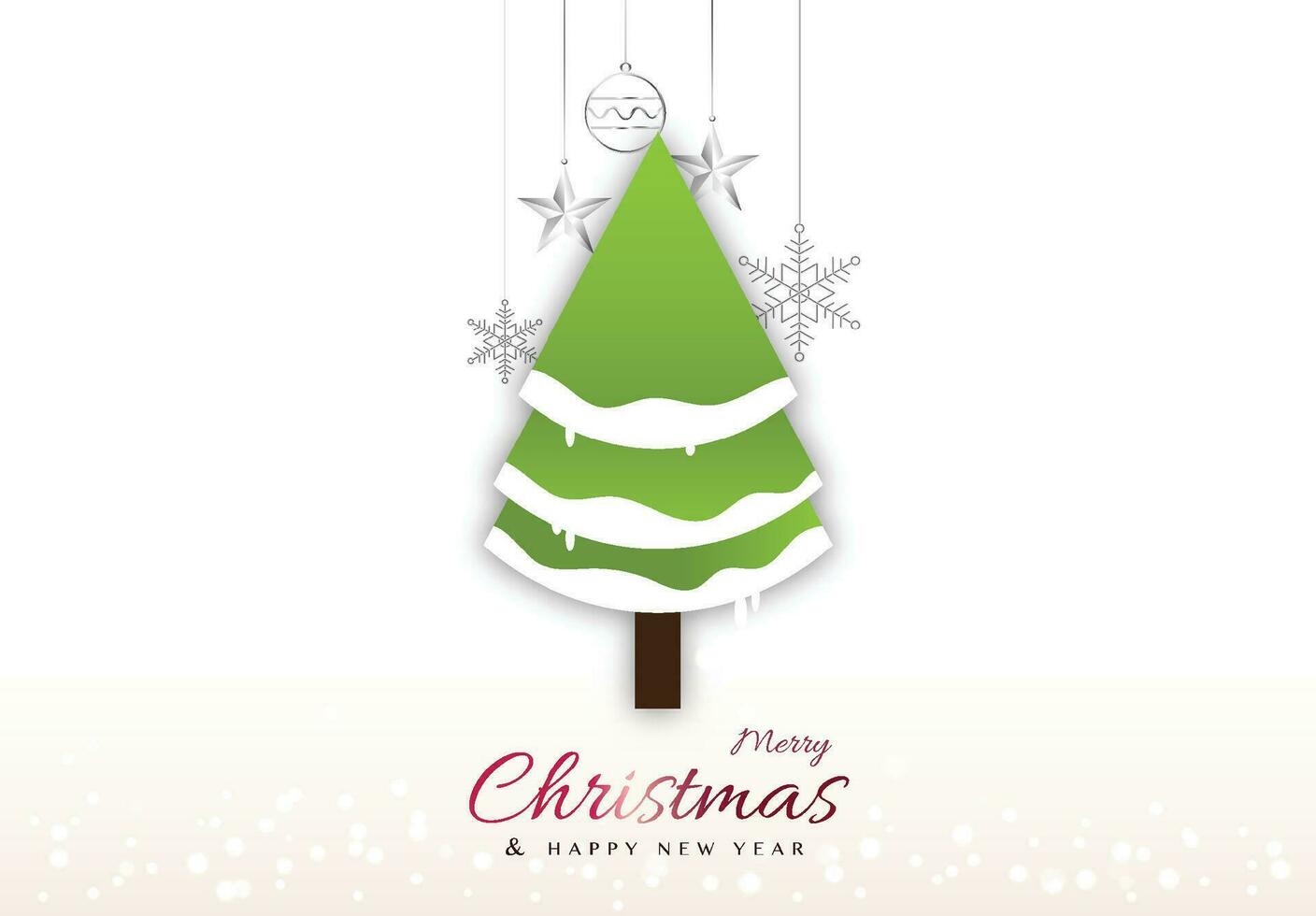 minimaal Kerstmis ontwerp met Kerstmis boom papier besnoeiing en ster hangende decoratie vector