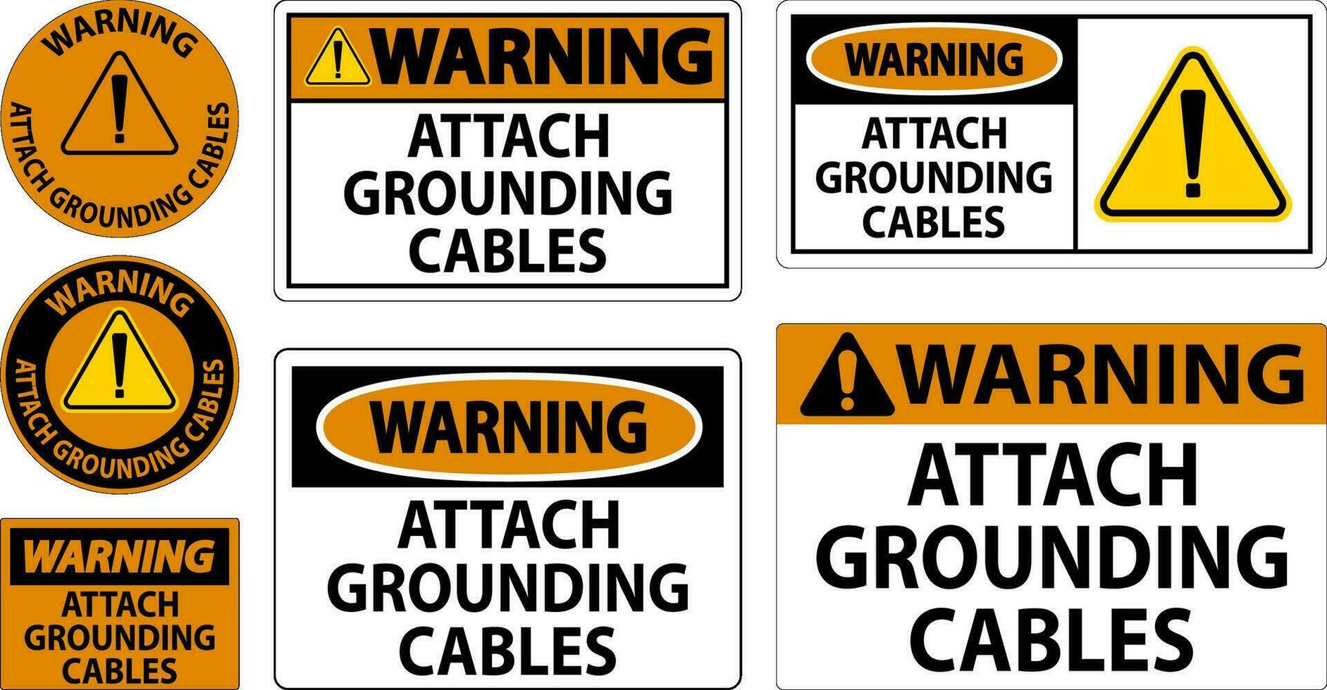 waarschuwing teken vastmaken aarding kabels vector