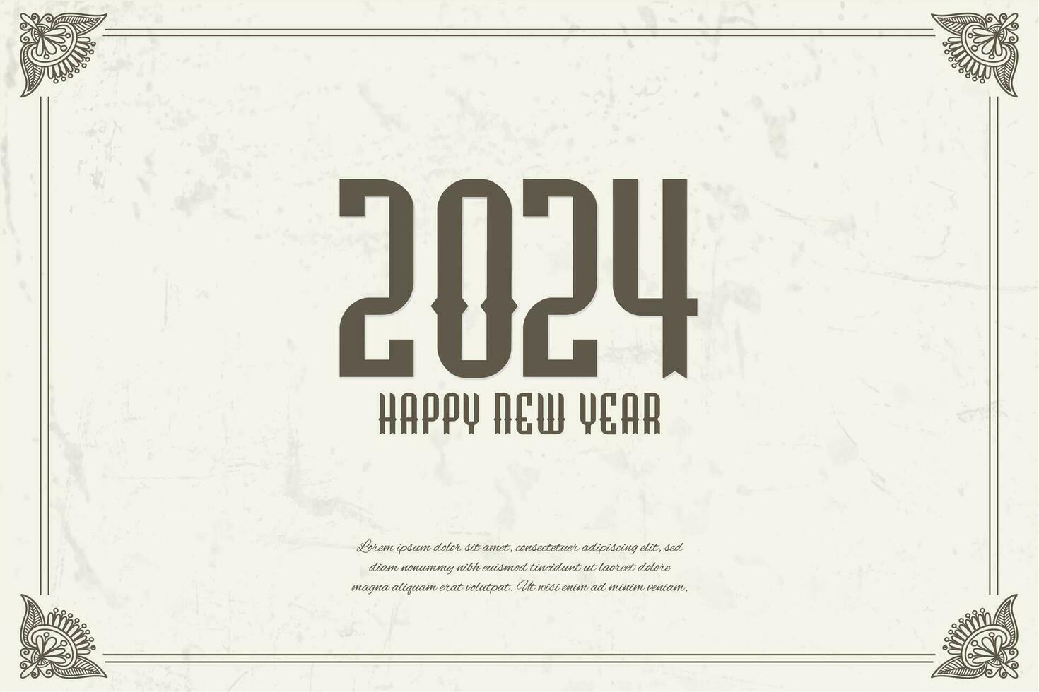 gelukkig nieuw jaar 2024. feestelijk realistisch decoratie. vieren 2024 partij Aan een wijnoogst vector