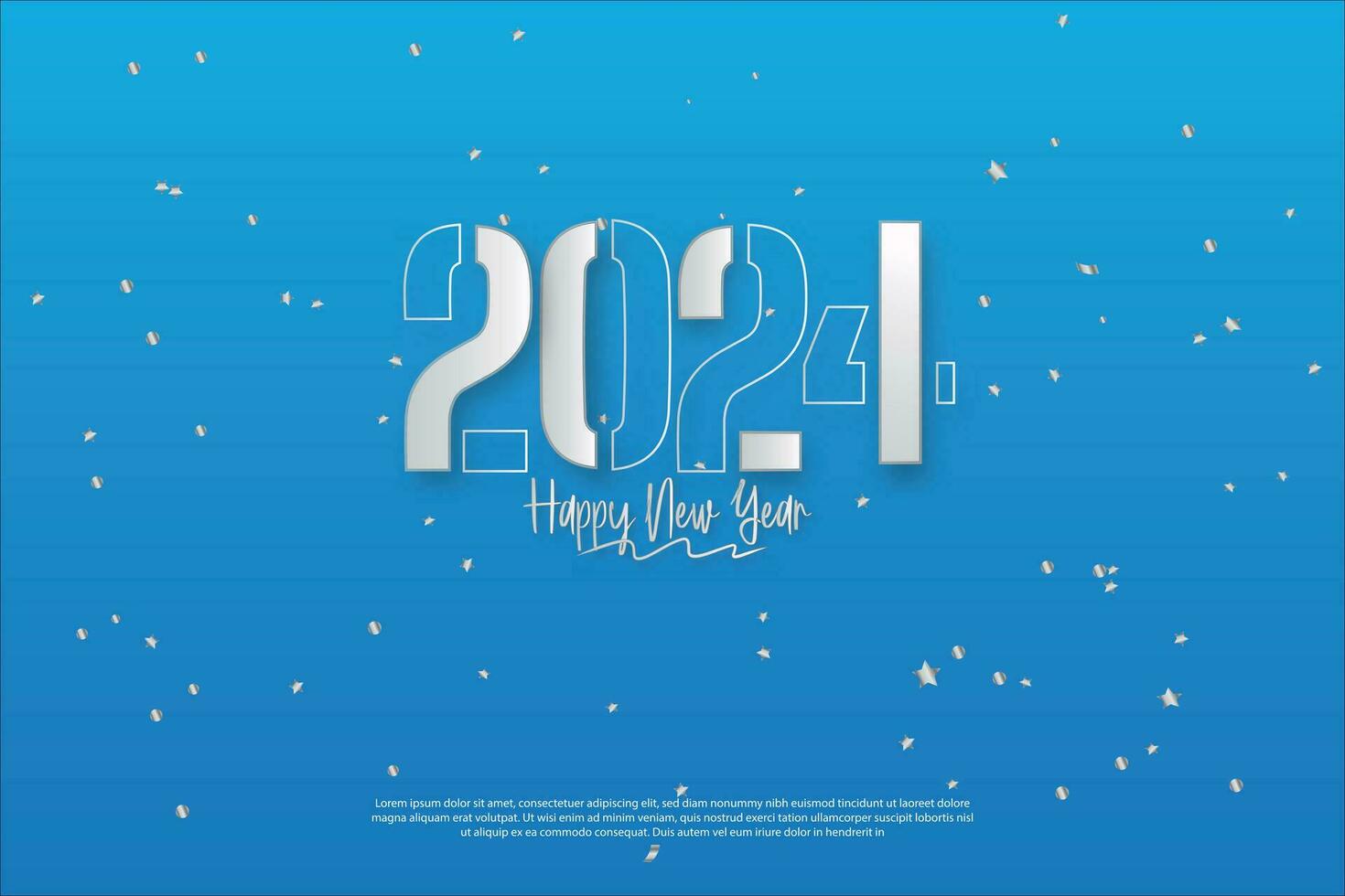 gelukkig nieuw jaar 2024 kleurrijk. met 3d modern getallen Aan blauw achtergrond. vector premie achtergrond voor spandoeken, posters of kalender.