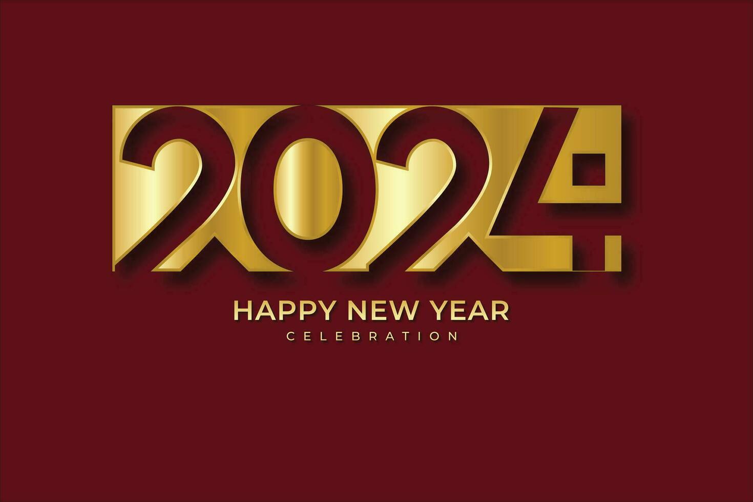 gelukkig nieuw jaar 2024 ontwerp. met goud afgekapt aantal illustraties. premie vector ontwerp