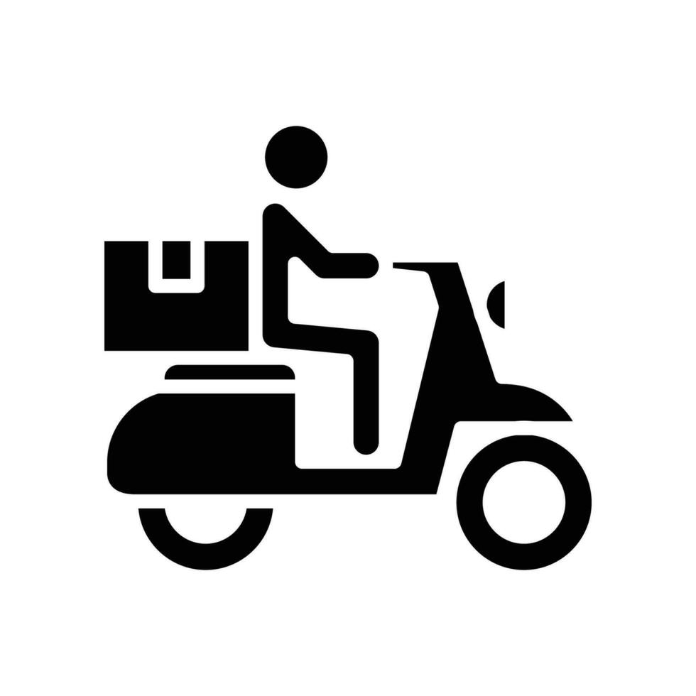 levering fiets glyph icoon. koerier onderhoud Mens. Verzending snel levering Mens rijden motorfiets. bijhouden en spoor verwerken. snel levering scooter vector illustratie ontwerp Aan wit achtergrond eps 10