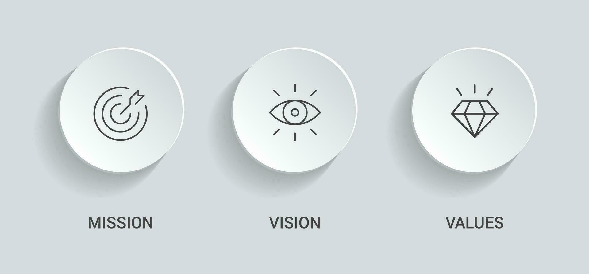 missie, visie, waarden icoon. gemakkelijk schets stijl. doelwit, oog, diamant symbool. doel, strategie, bedrijf concept. dun lijn vector illustratie geïsoleerd. eps 10.