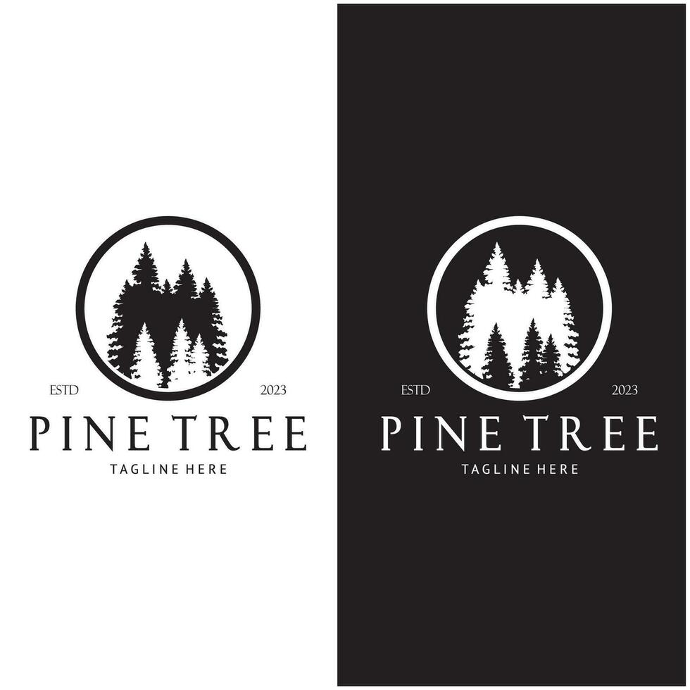 gemakkelijk pijnboom of Spar boom logo,groenblijvend.voor pijnboom bos, avonturiers, camping, natuur, badges en business.vector vector
