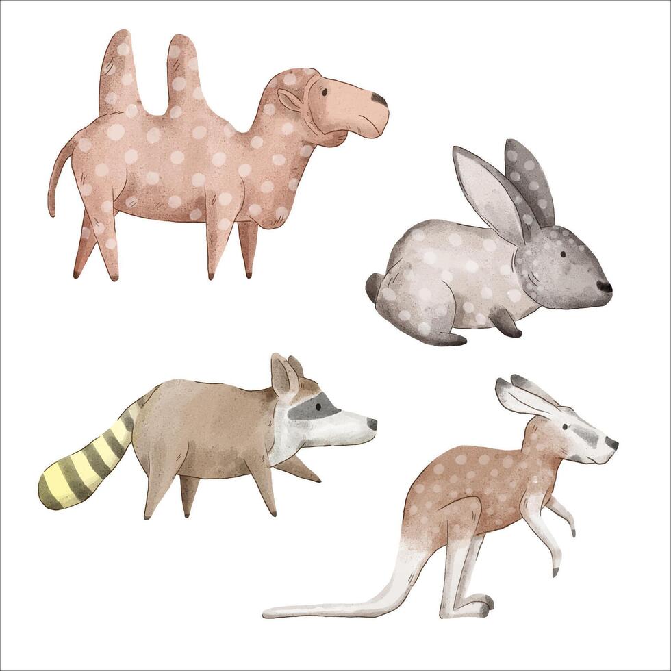 een aquarel set dieren bestaande uit 4 dierenrassen. vector