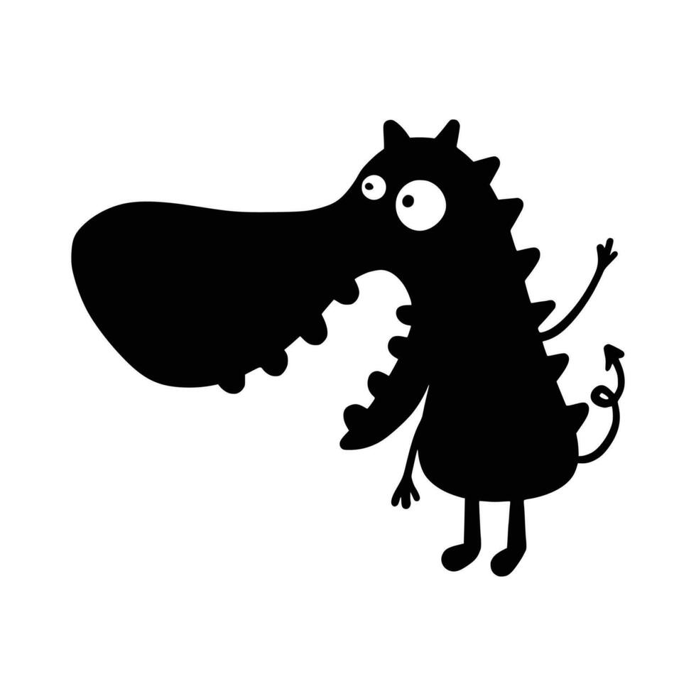 schattig monsters silhouet vector