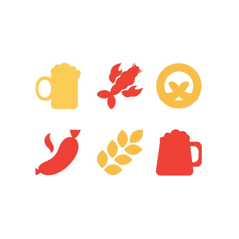 oktoberfest pictogrammen instellen vector