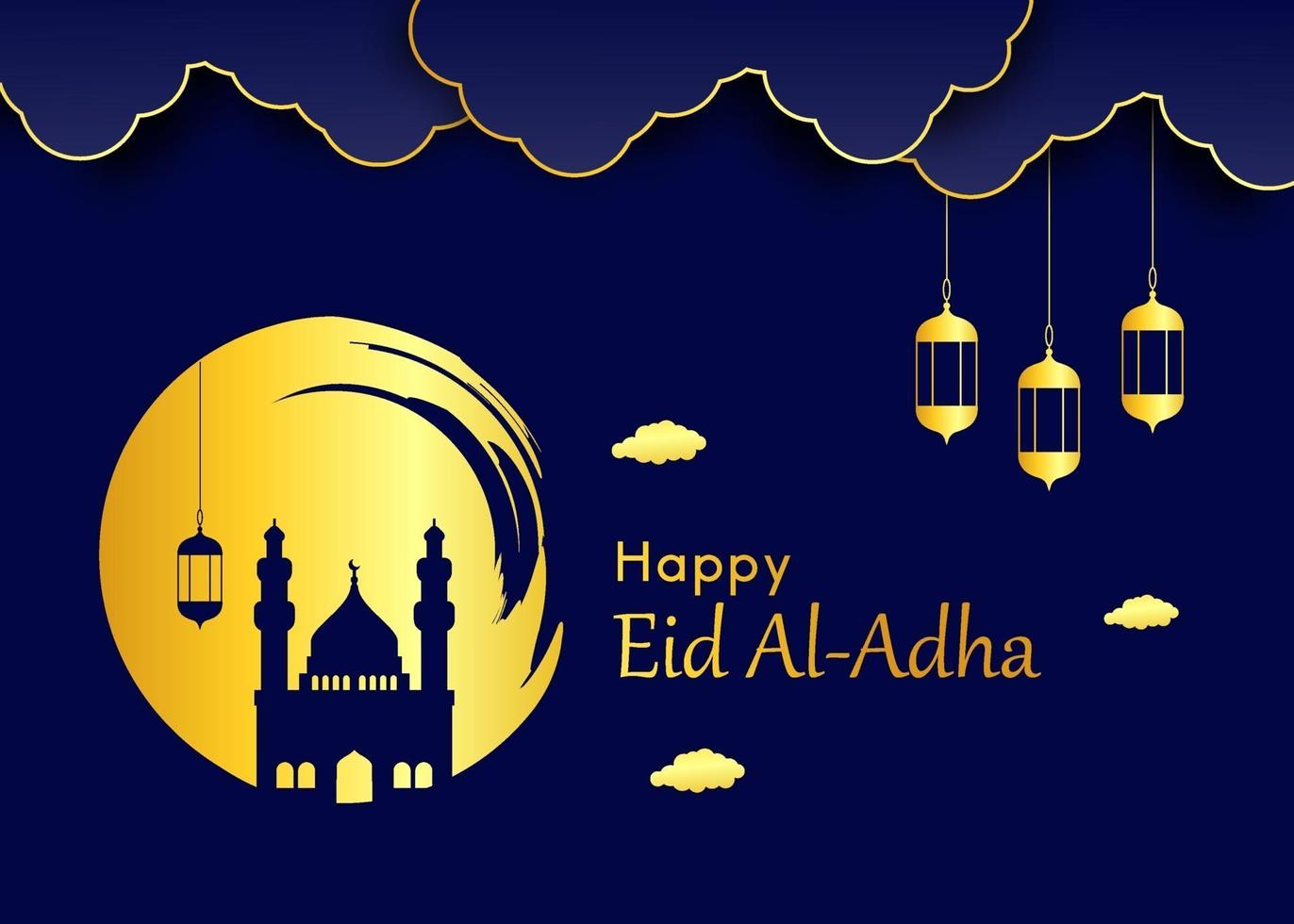 eid al adha achtergrond met geelgouden verloopkleur vector