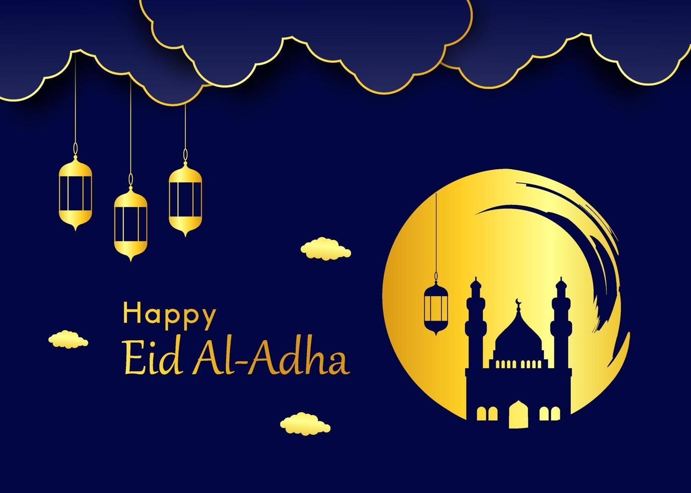 eid al adha achtergrond met geelgouden verloopkleur vector