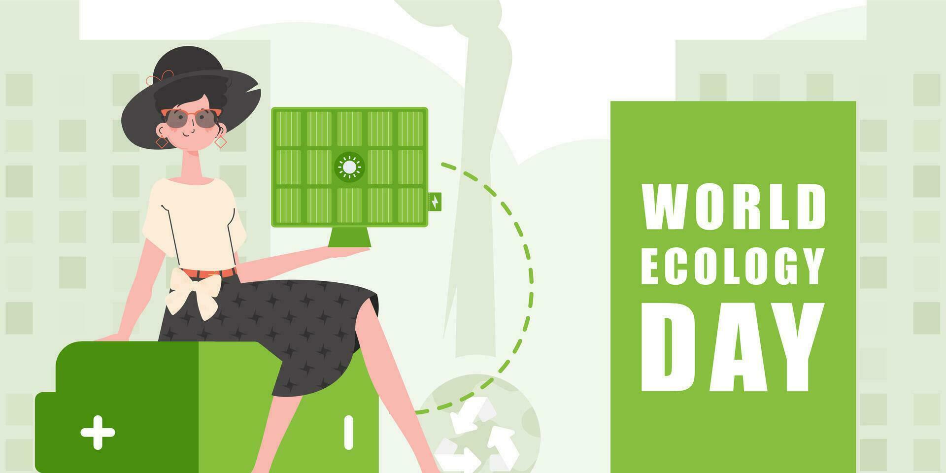 wereld ecologie dag poster. tekenfilm stijl. sluier illustratie. vector