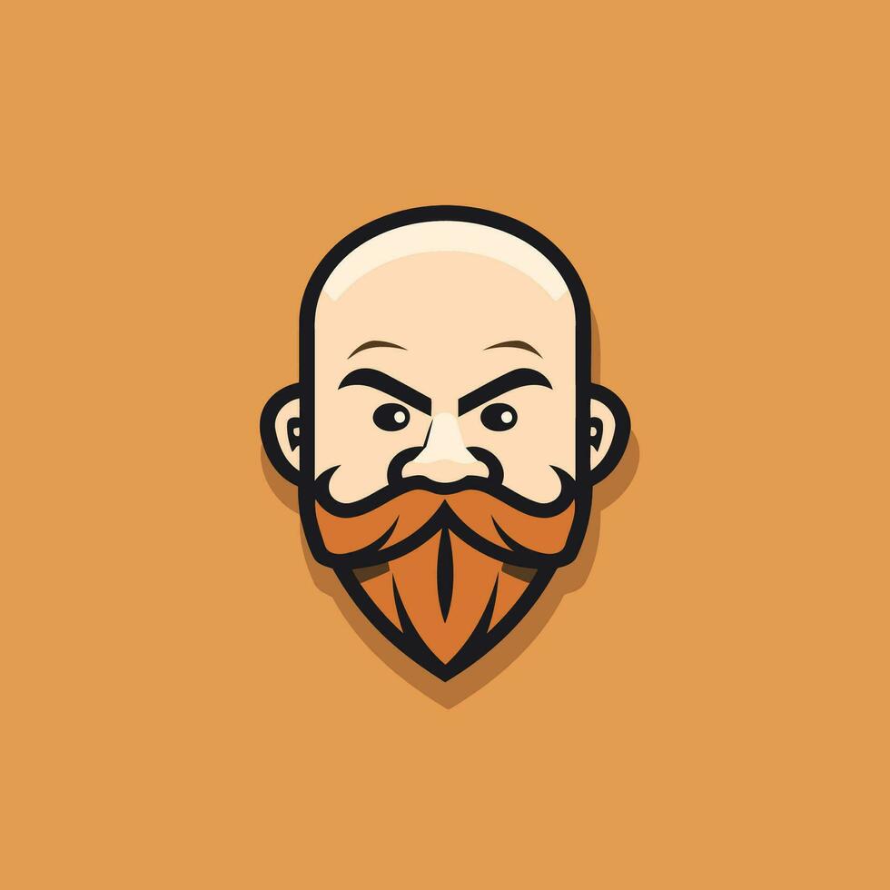 kaal Mens hipster logo vector icoon element geïsoleerd Aan oranje achtergrond