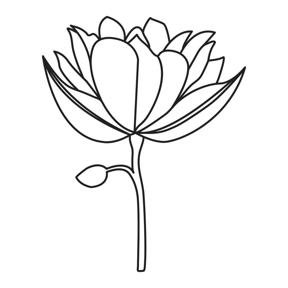 bloem een lijn kunst tekening met minimaal bloem vector