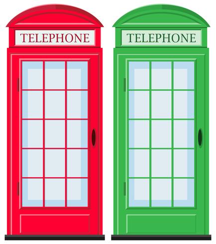 Telefooncellen in rood en groen vector