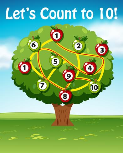 laat tellen tot tien bomen vector