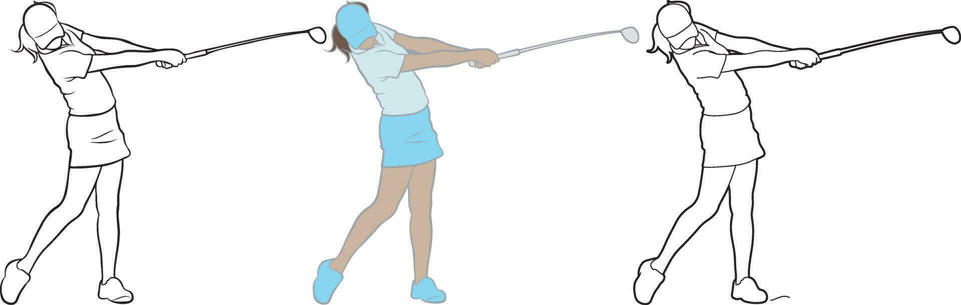 vrouw golf speler illustratie. vector