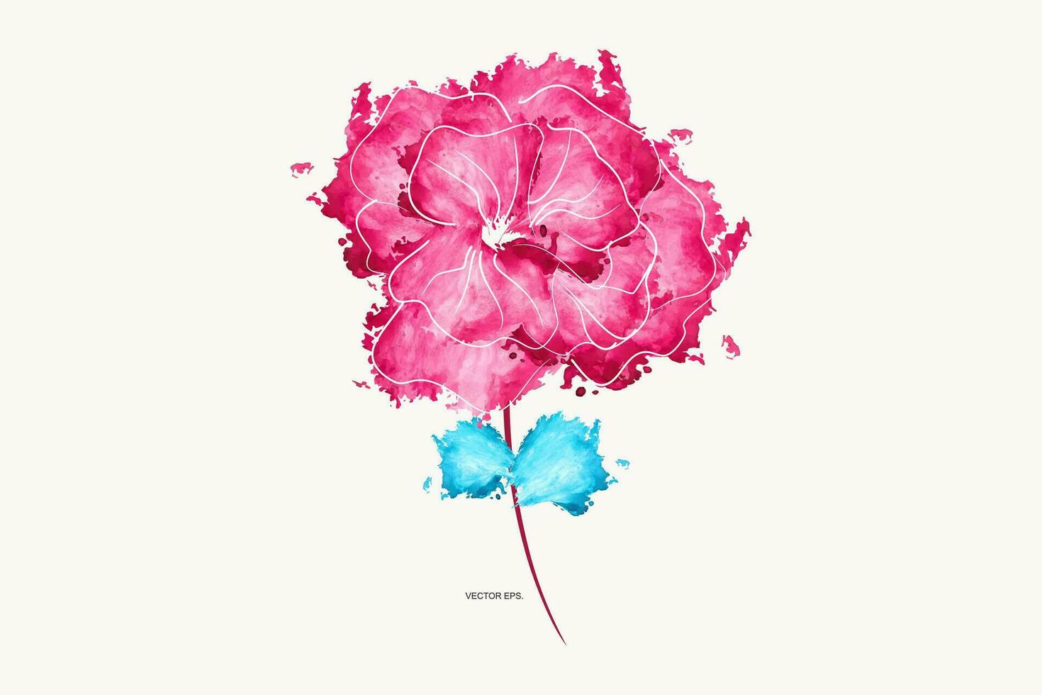 een waterverf schilderij van een roze bloem vector