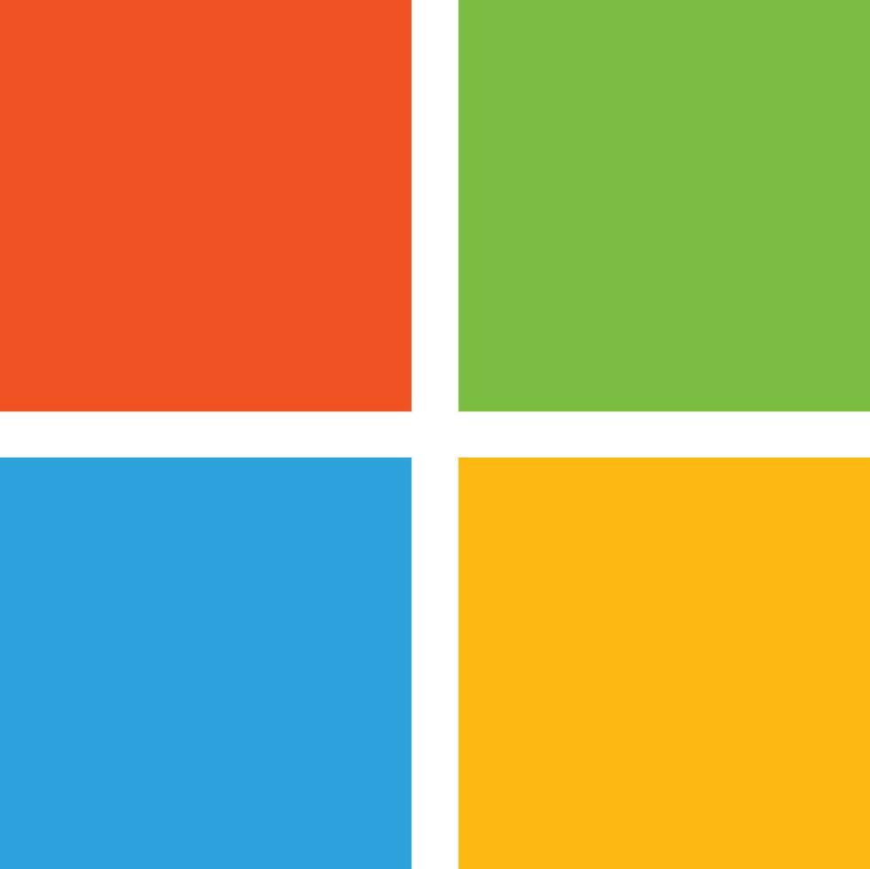 microsoft venster logo. realistisch venster in werking systeem merk logo. microsoft - technologie bedrijf, computer software vector