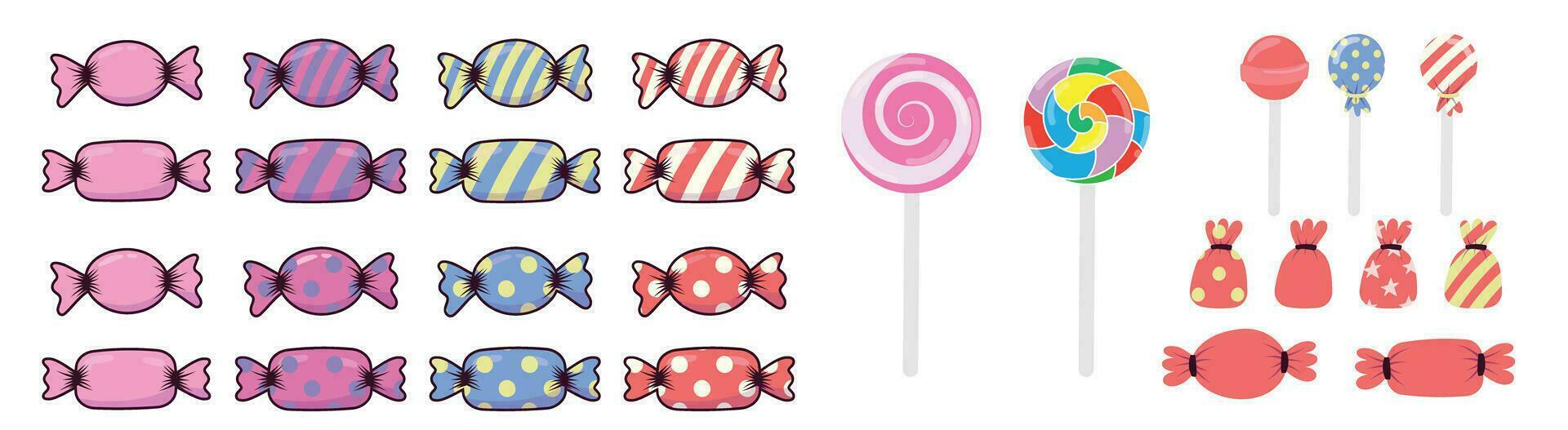 schattig snoepjes vector zoet snoep lolly en chocola