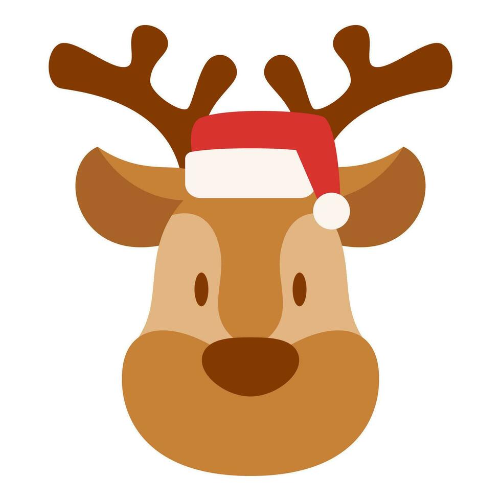 vlak santa's rendier hoofd karakter. Kerstmis evenement. vector illustratie