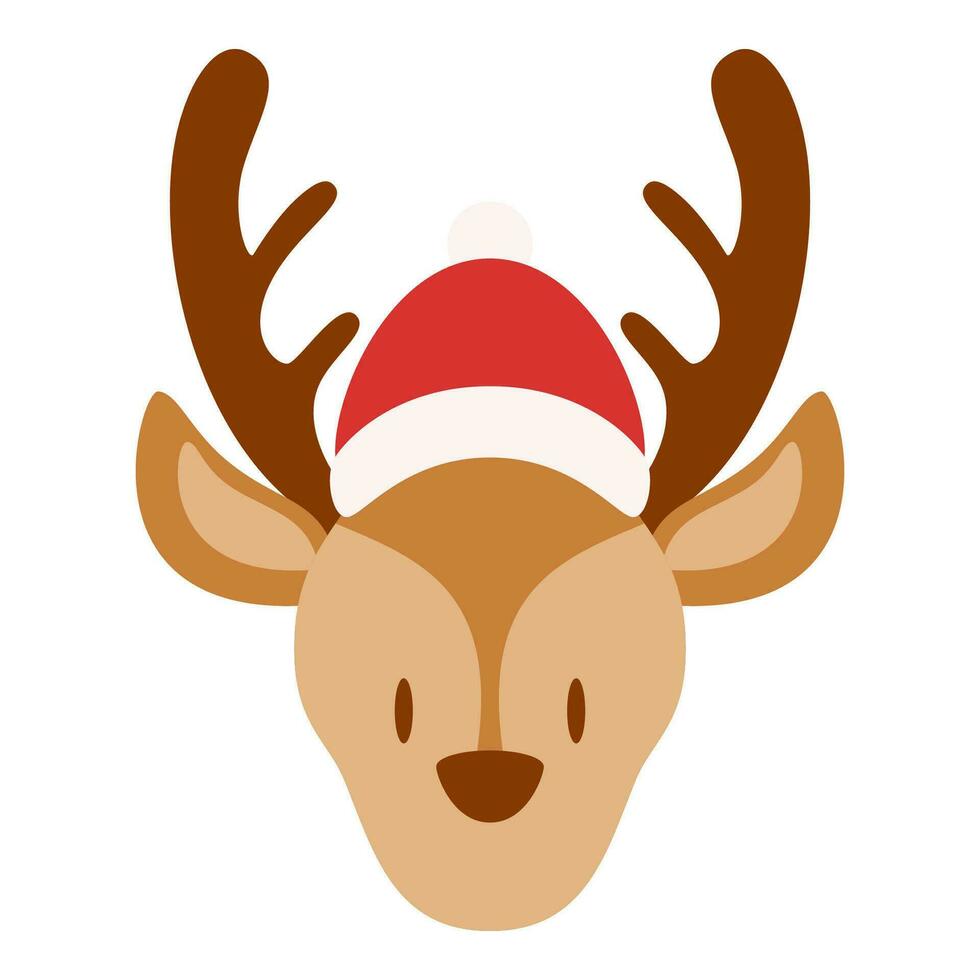 vlak santa's rendier hoofd karakter. Kerstmis evenement. vector illustratie