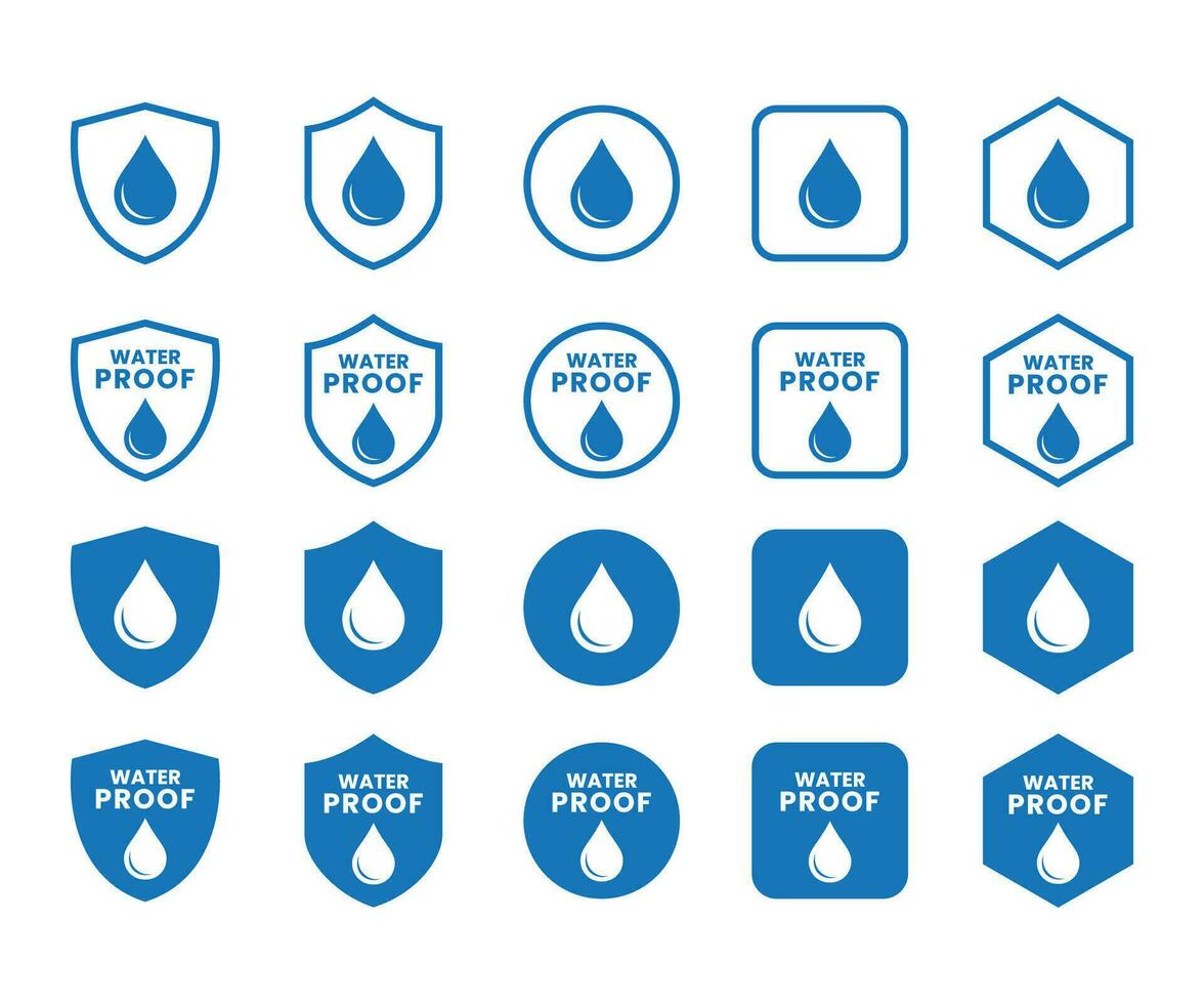 waterbestendig teken verzameling. water bestendig pictogrammen voor pakket. vector illustratie.