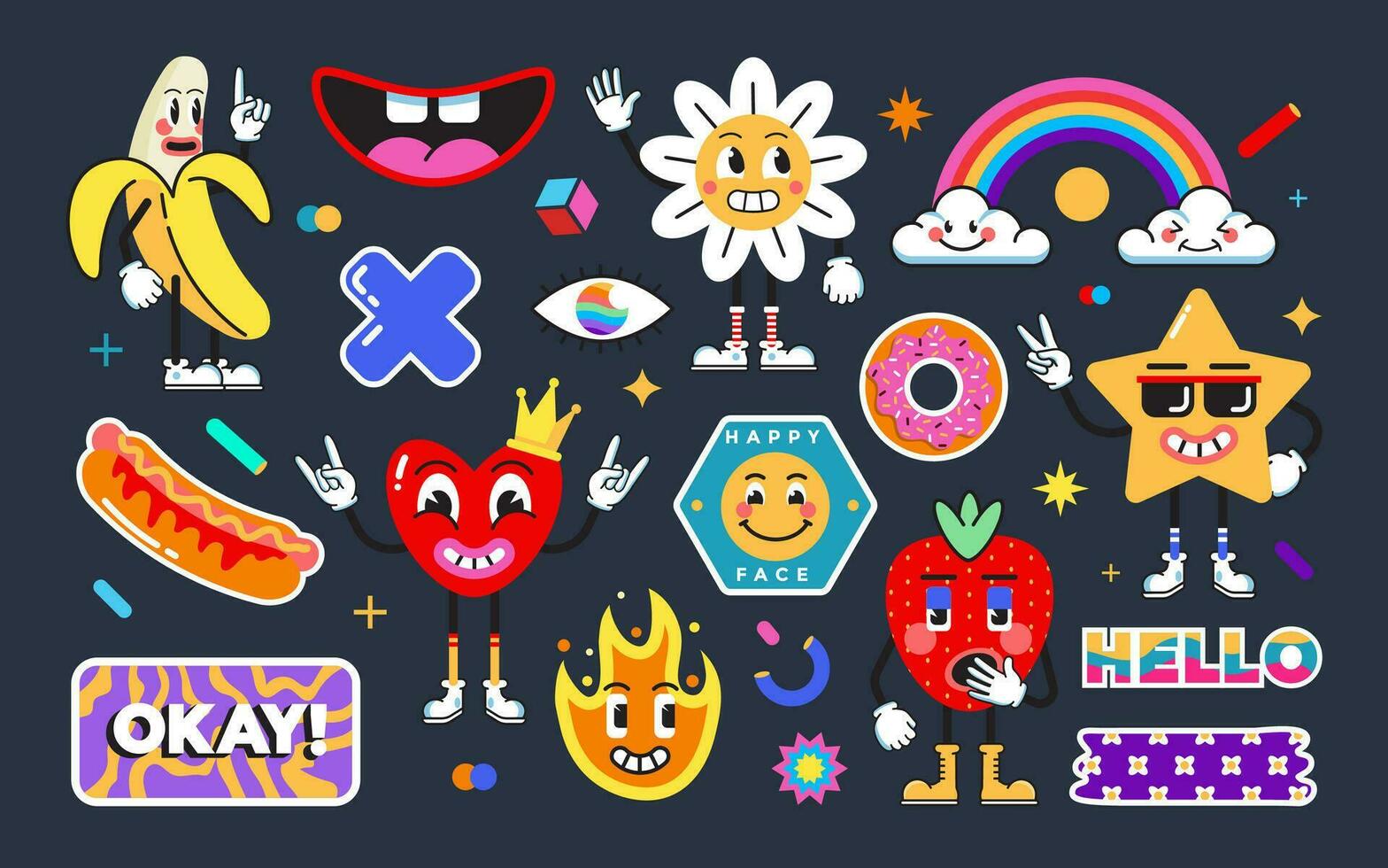 een verzameling van stickers met verschillend emoties vector