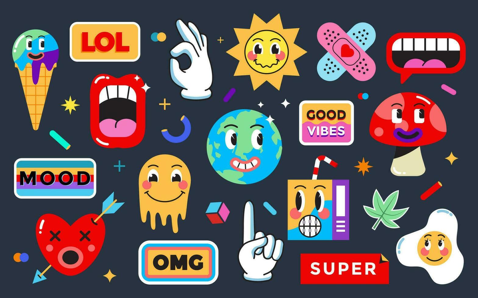 een verzameling van stickers met verschillend emoties vector