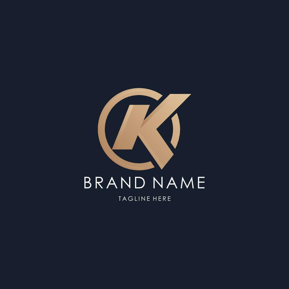 brief k logo gemakkelijk monogram eerste creatief lijnen stoutmoedig ontwerp luxe gouden stijl vector