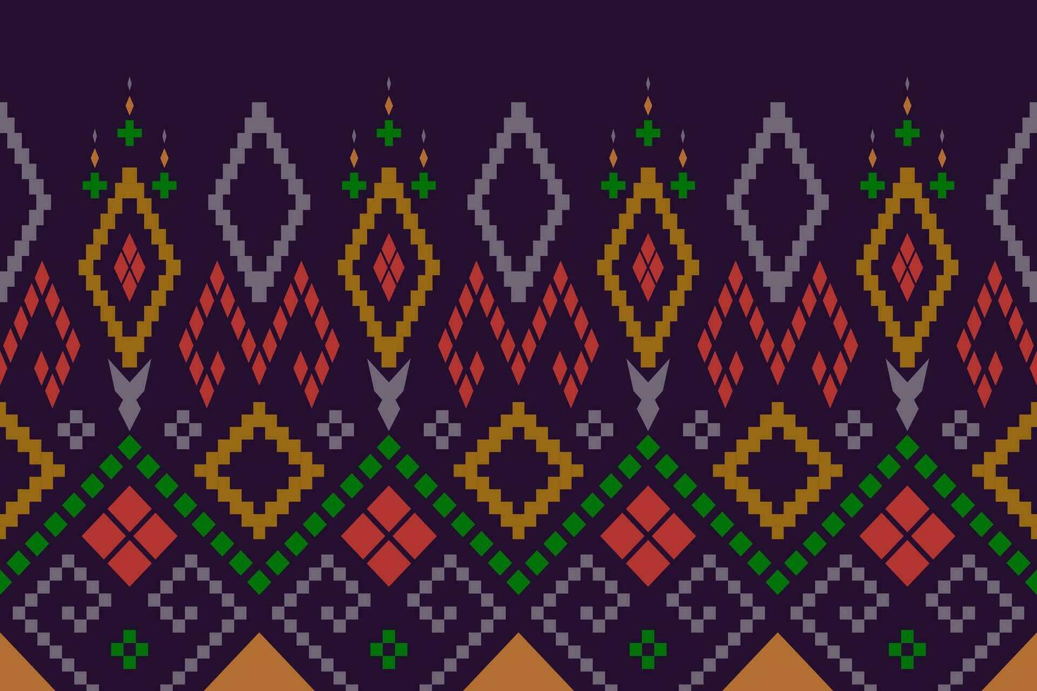 Purper kruis steek traditioneel etnisch patroon paisley bloem ikat achtergrond abstract aztec Afrikaanse Indonesisch Indisch naadloos patroon voor kleding stof afdrukken kleding jurk tapijt gordijnen en sarong vector