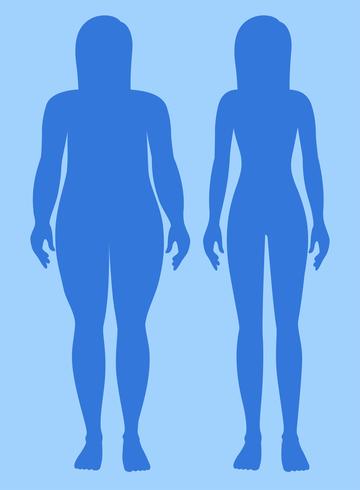 Vrouw met overgewicht en gezond gewicht vector
