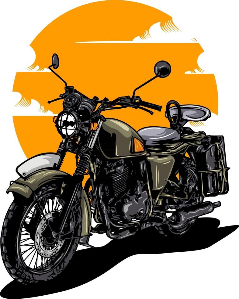 vintage motorfiets illustratie op effen kleur vector