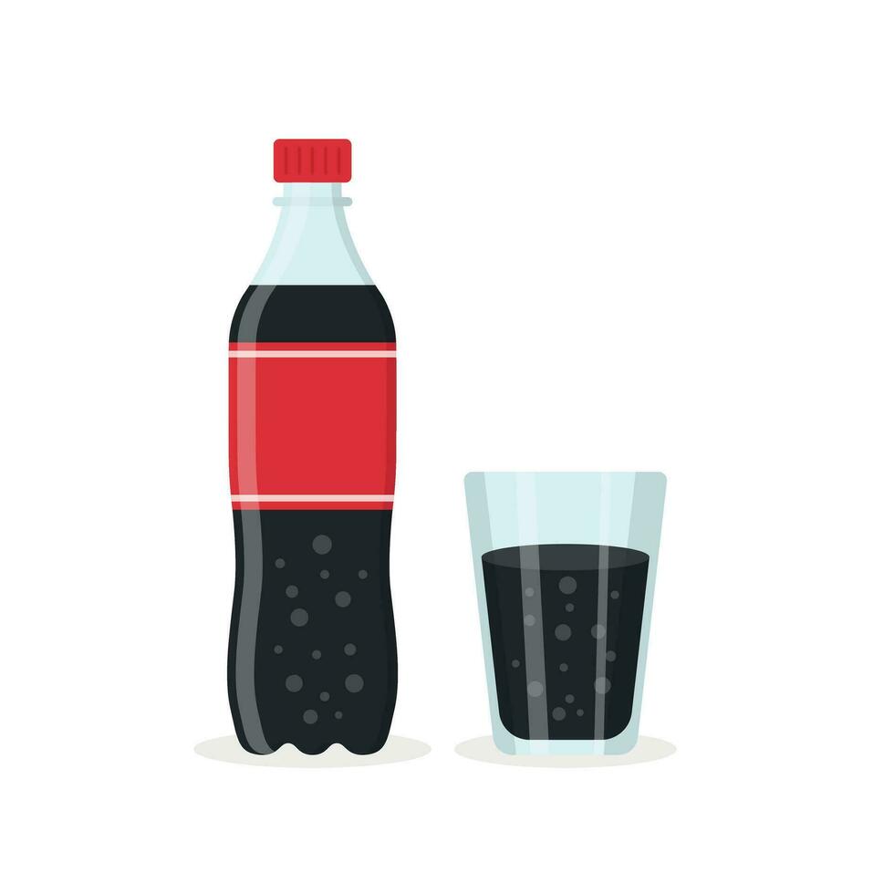 Frisdrank drinken icoon in vlak stijl. plastic fles en drinken glas vector illustratie Aan geïsoleerd achtergrond. water drank teken bedrijf concept.