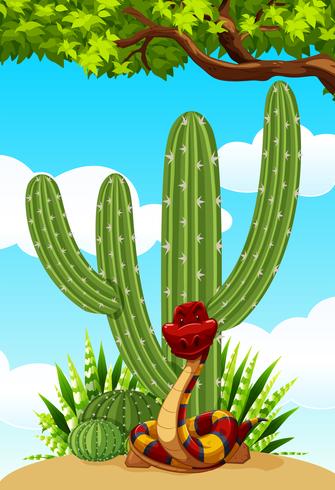 Cactusinstallatie en slang ter plaatse vector