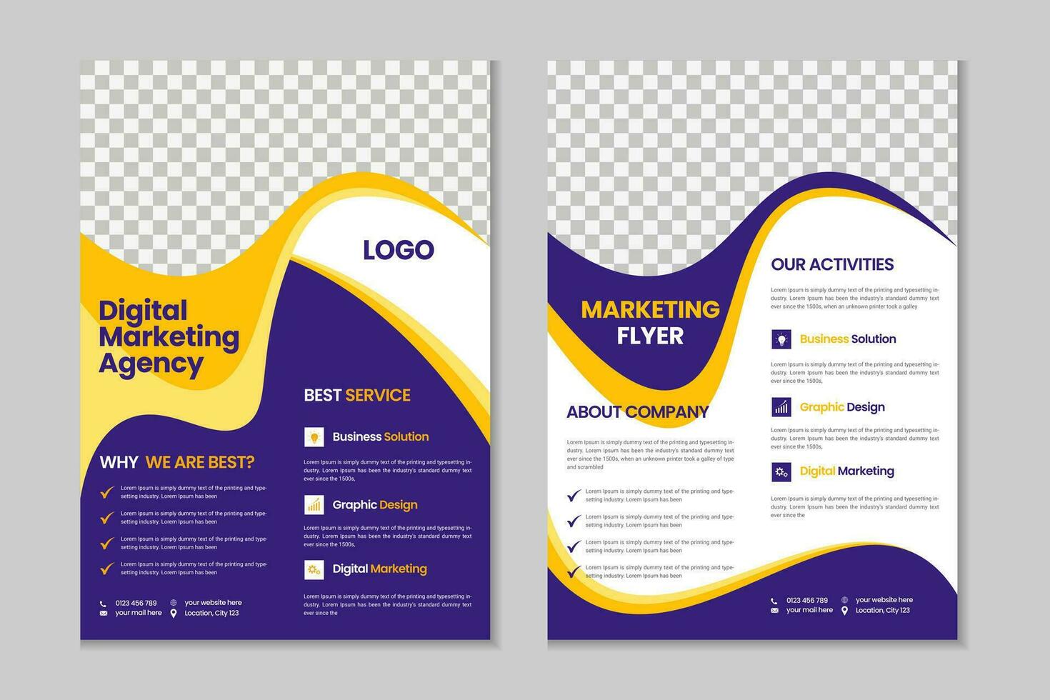 zakelijke vrij folder sjabloon, pamflet, 2 Pagina's afzet folder, bedrijf profiel, reclame poster, jaar- rapport, tijdschrift, bedrijf brochure ontwerp vector