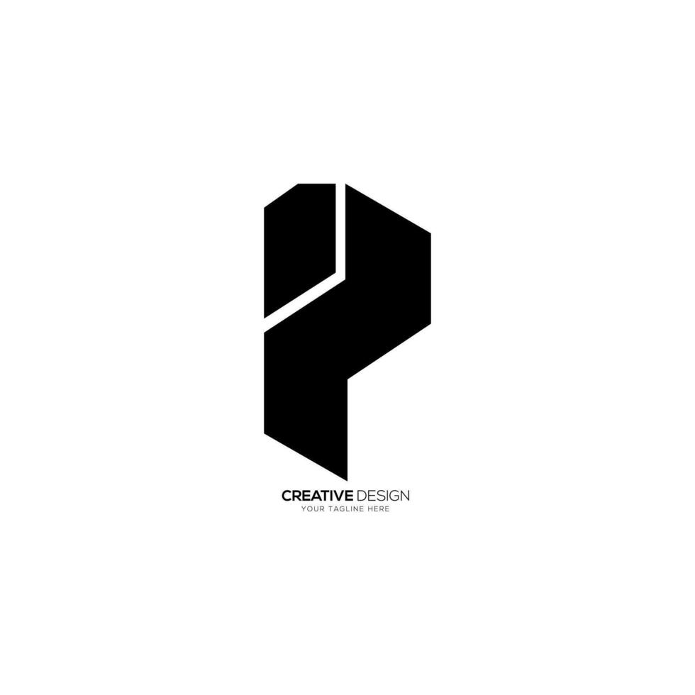 brief p met vlak vorm modern abstract zakelijke tech bedrijf monogram logo vector