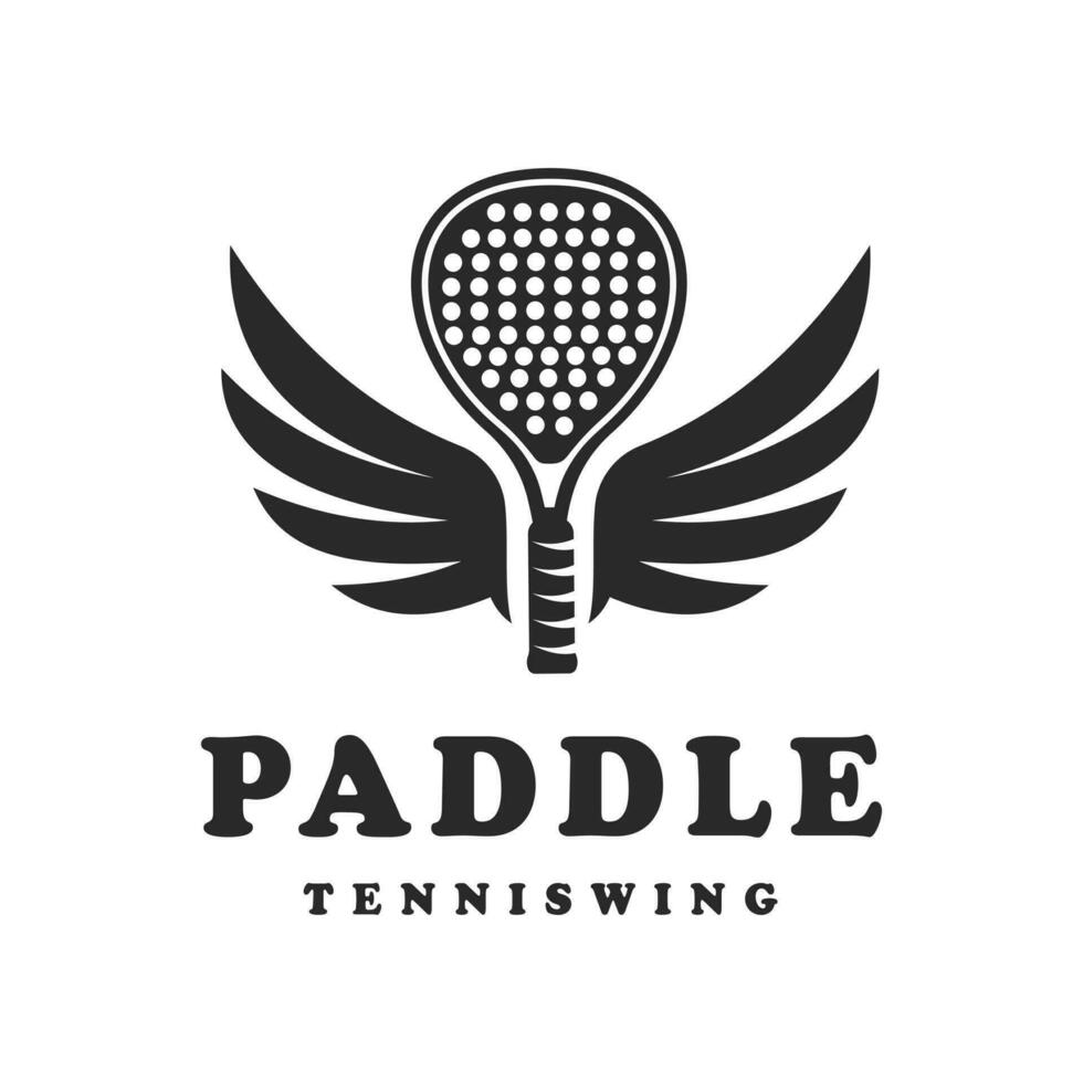 illustratie van peddelen racket met Vleugels wijnoogst retro logo ontwerp peddelen sport- vector