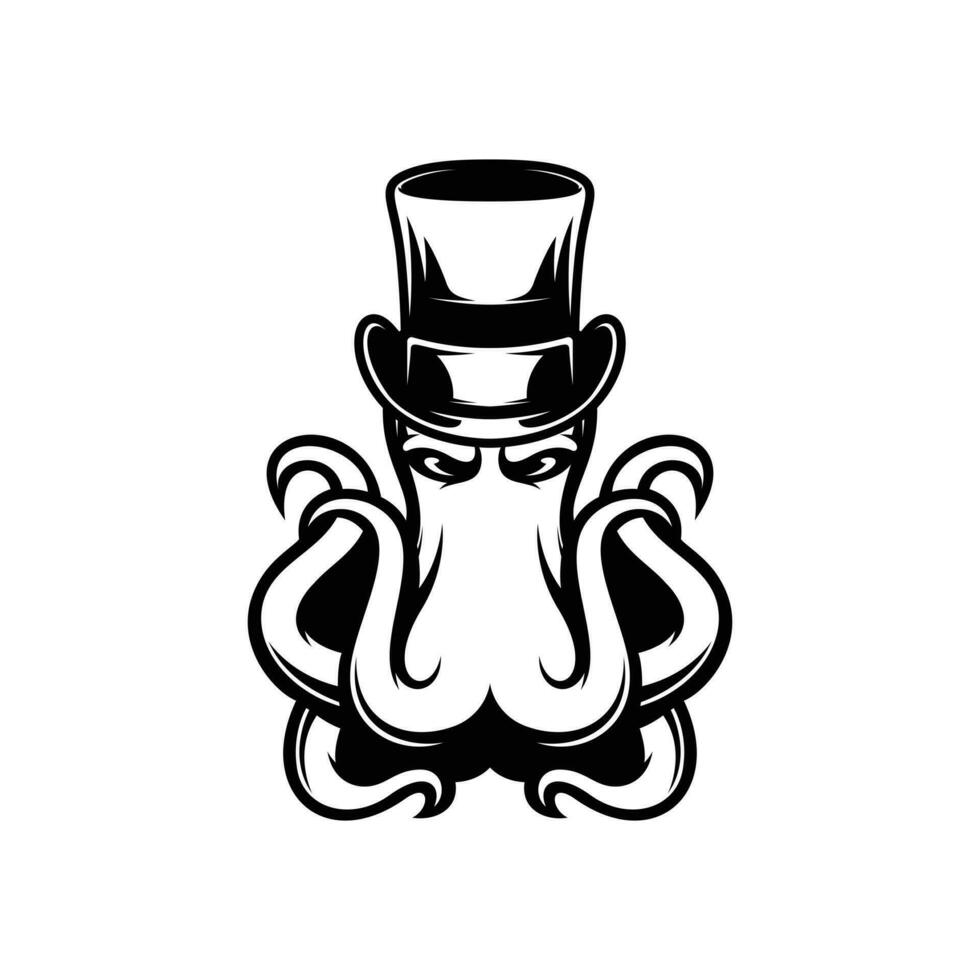 Octopus hoge hoed schets vector