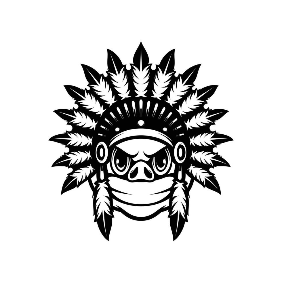 varken apache schets mascotte ontwerp vector