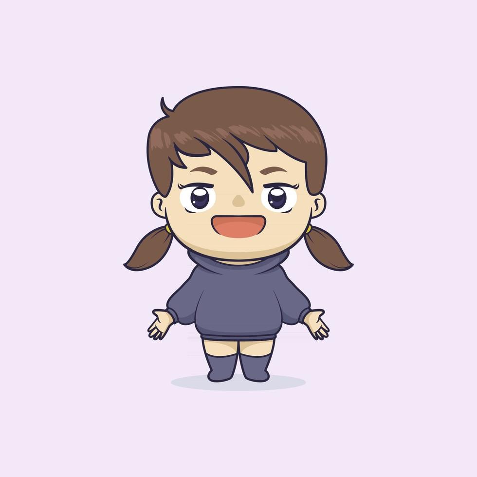 schattig en kawaii chibi meisje karakter vector