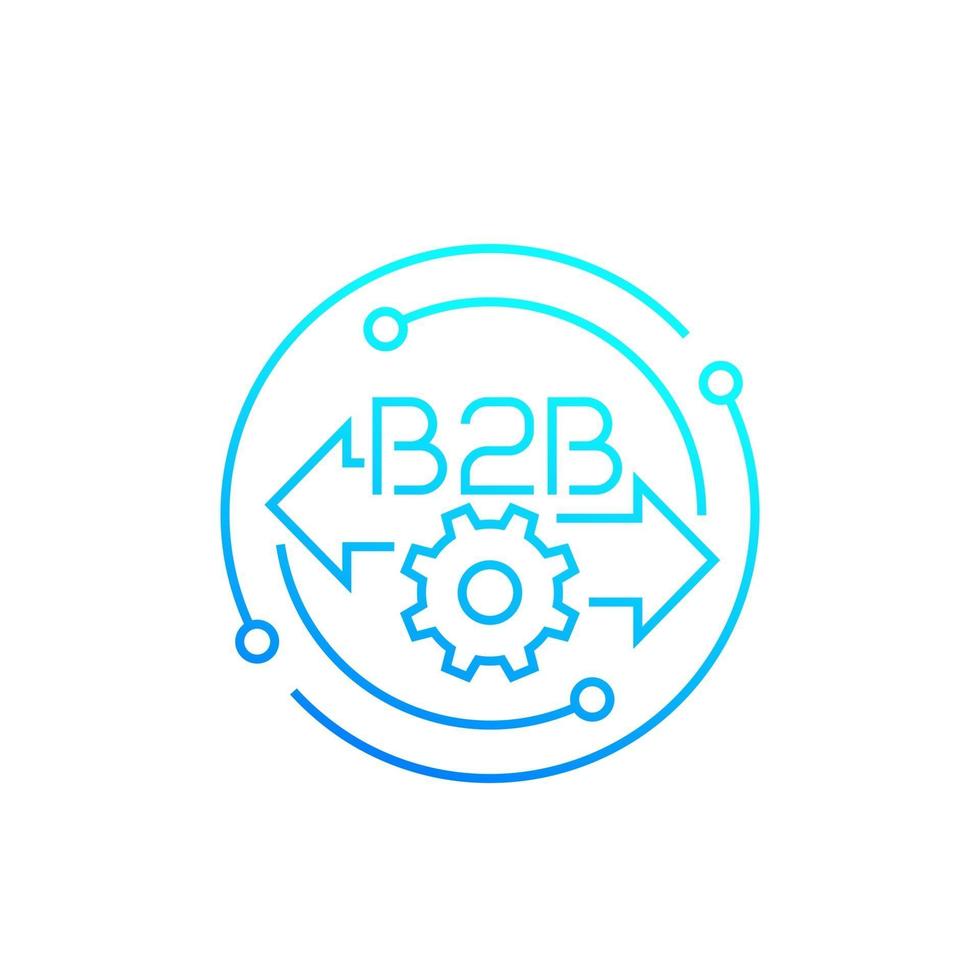 b2b, business to business, lijnpictogram, vector