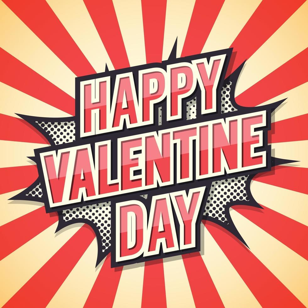 fijne Valentijnsdag. poster komische tekstballon. vector illustratie