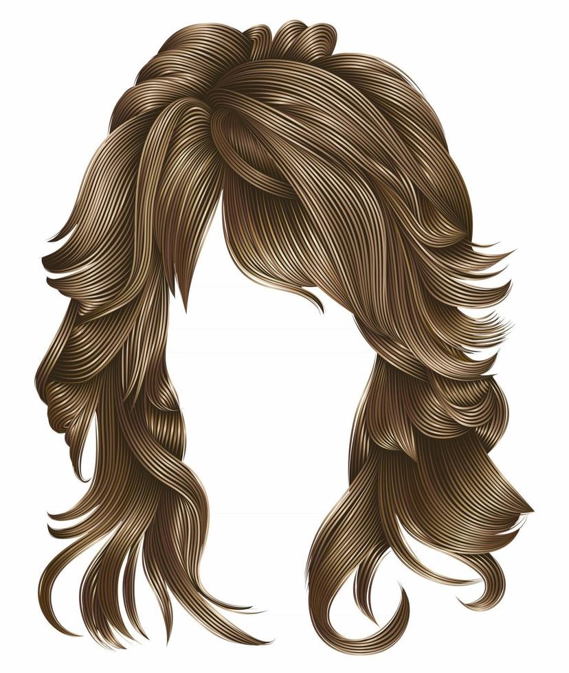 trendy vrouw lange haren blonde kleuren. schoonheid mode. realistisch 3d vector