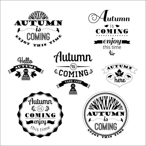 Set herfstlabels en tekens vector