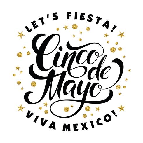 Cinco de Mayo glinsterende belettering ontwerp. vector