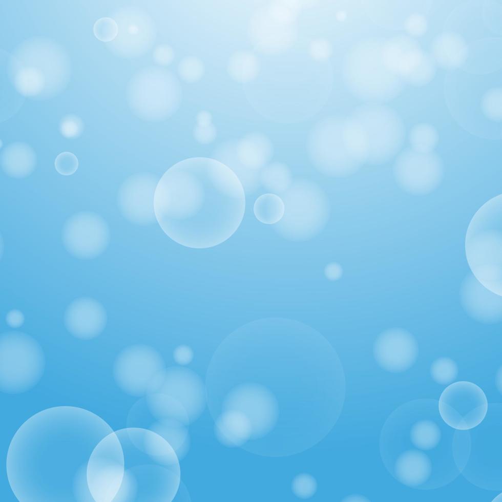lichtblauwe abstracte achtergrond met een bokeh in de vorm van cirkels. onderwaterwereld met luchtbellen. vectorillustratie. vector