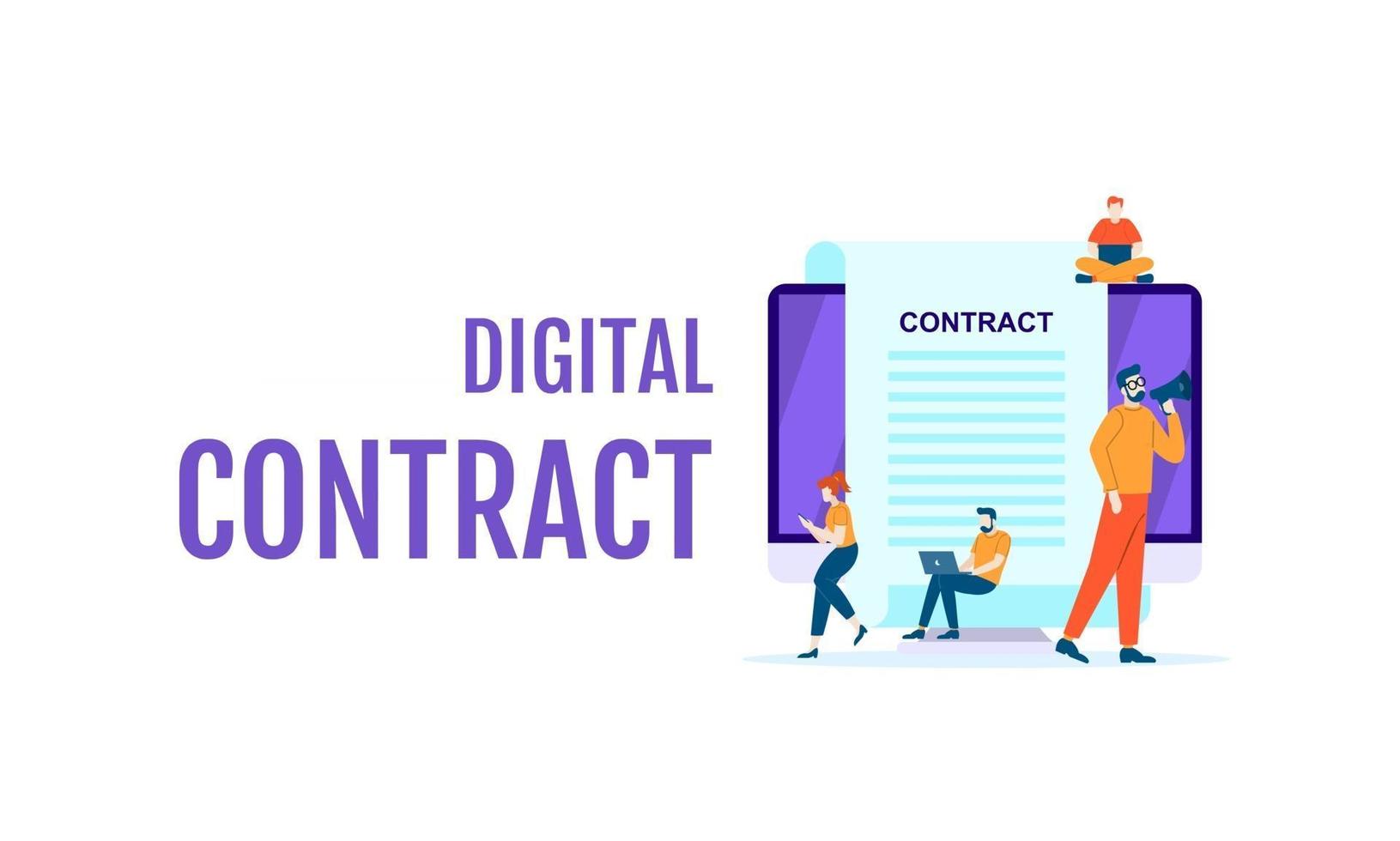 digitaal contract baan vector illustratie concept sjabloon ontwerp achtergrond kan worden gebruikt voor presentatie webbanner ui ux bestemmingspagina