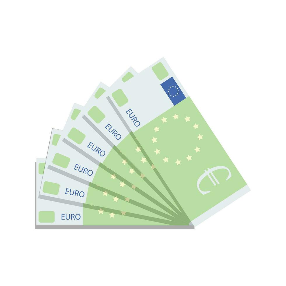 euro bankbiljet fan. valuta geld contant geld, financiën euro bankbiljet, Europa geld vector illustratie