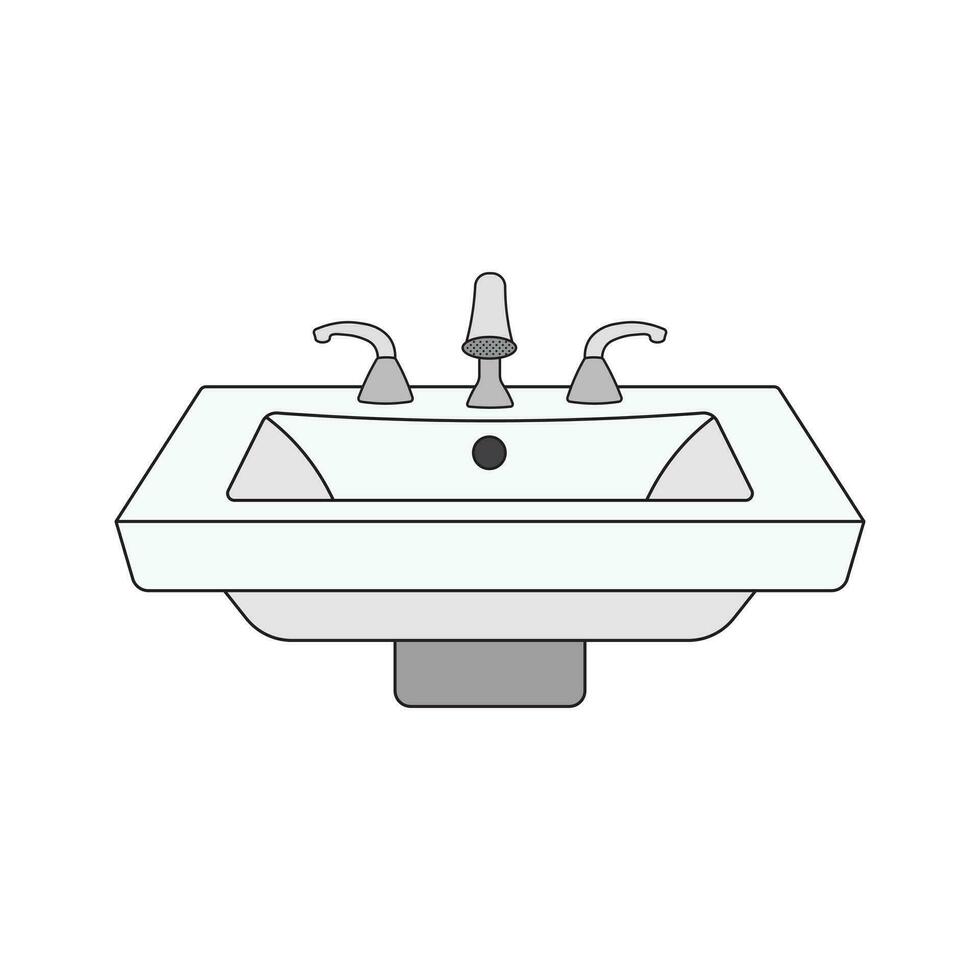 tekenfilm vector illustratie badkamer wastafel icoon in tekening stijl