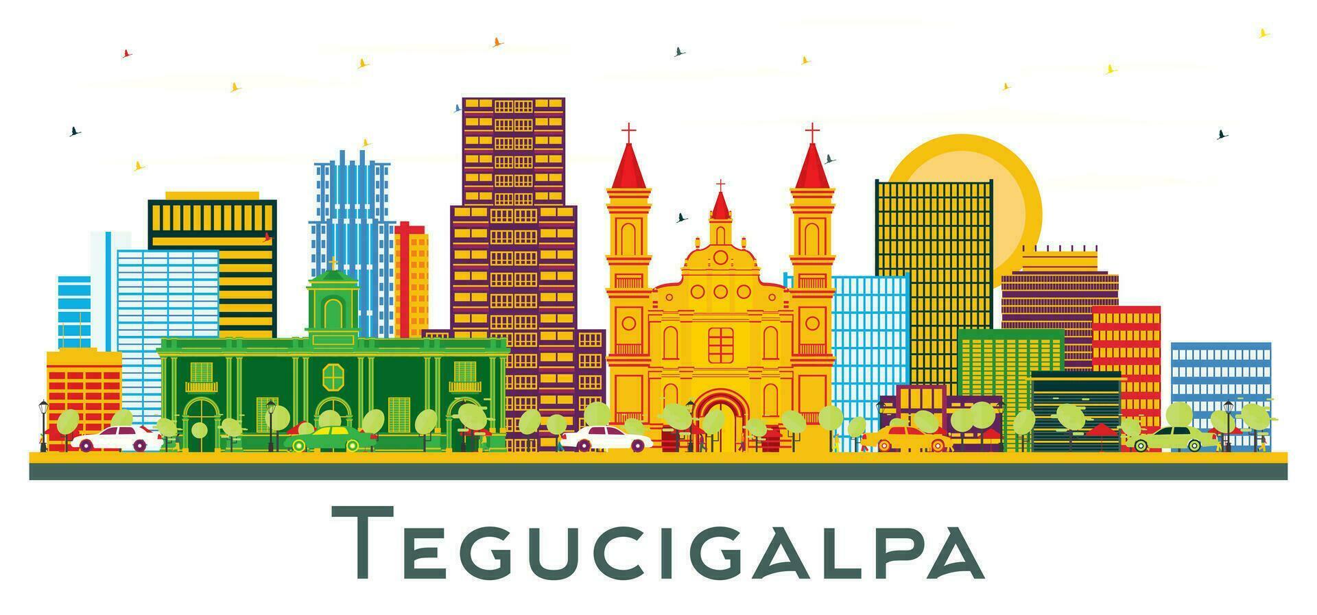 tegucigalpa Honduras stad horizon met kleur gebouwen geïsoleerd Aan wit. vector